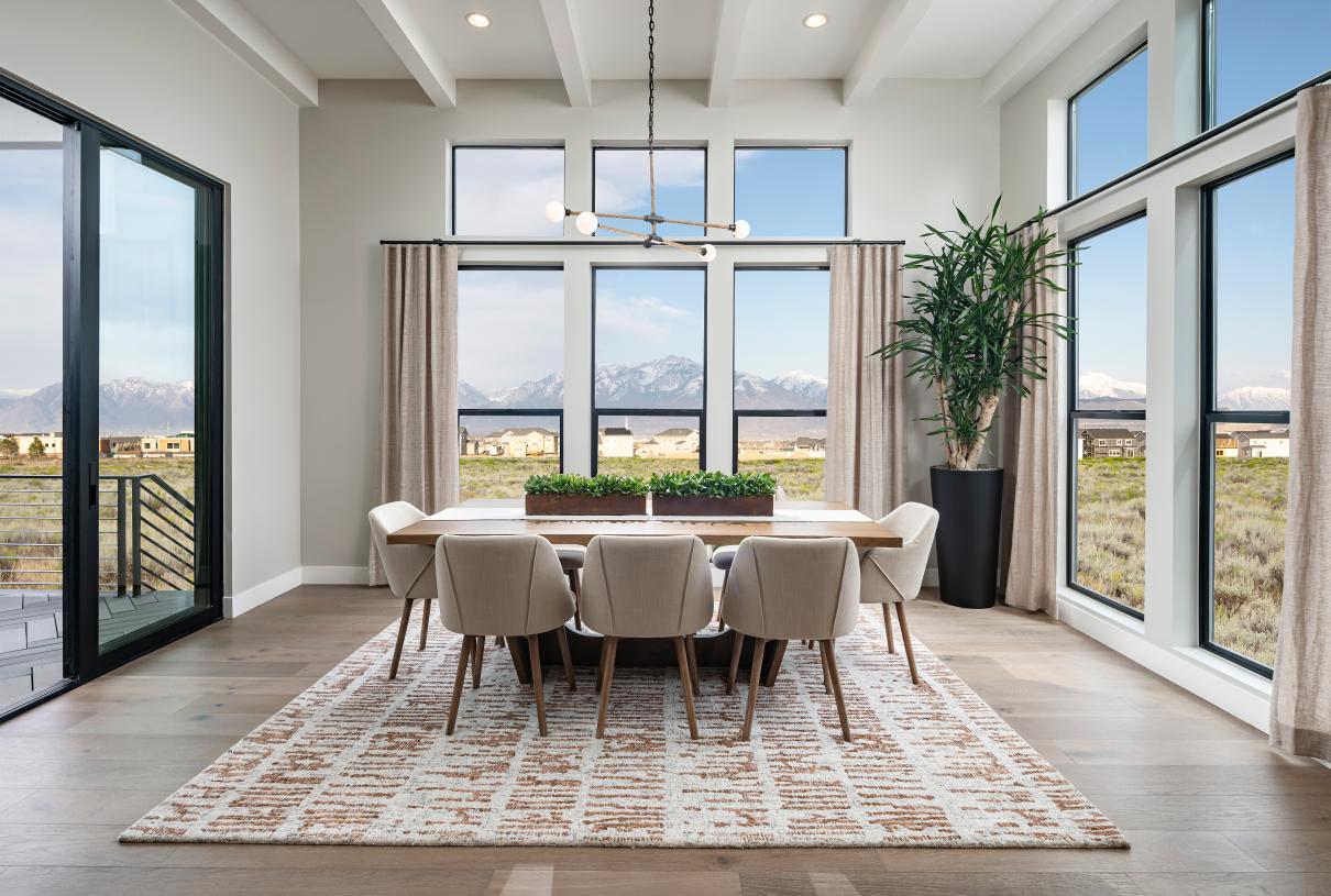 Expansive dining rooms with large windows