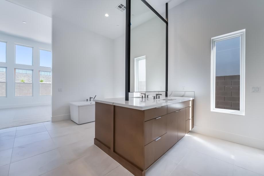 Primary bath features luxurious soaking tub