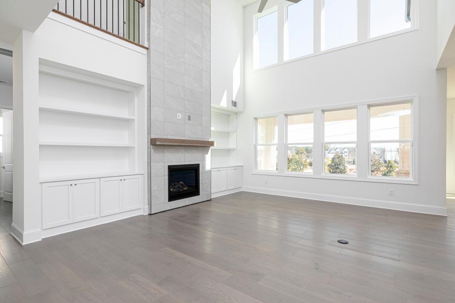 Two-story great room with built-ins