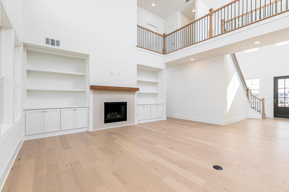 Two-story great room with built-ins