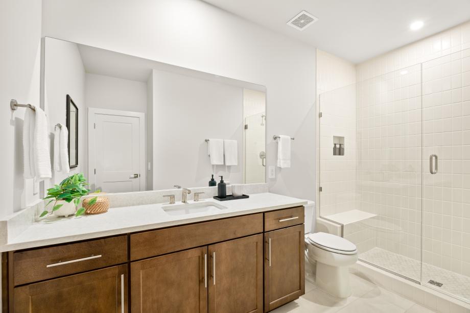 Spacious guest bathroom on main level