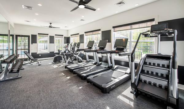 Stay active close to home in the clubhouse fitness center, featuring a variety of equipment designed to support your wellness routine