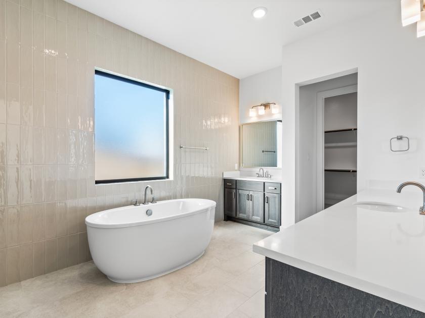Primary bathroom with dual sinks