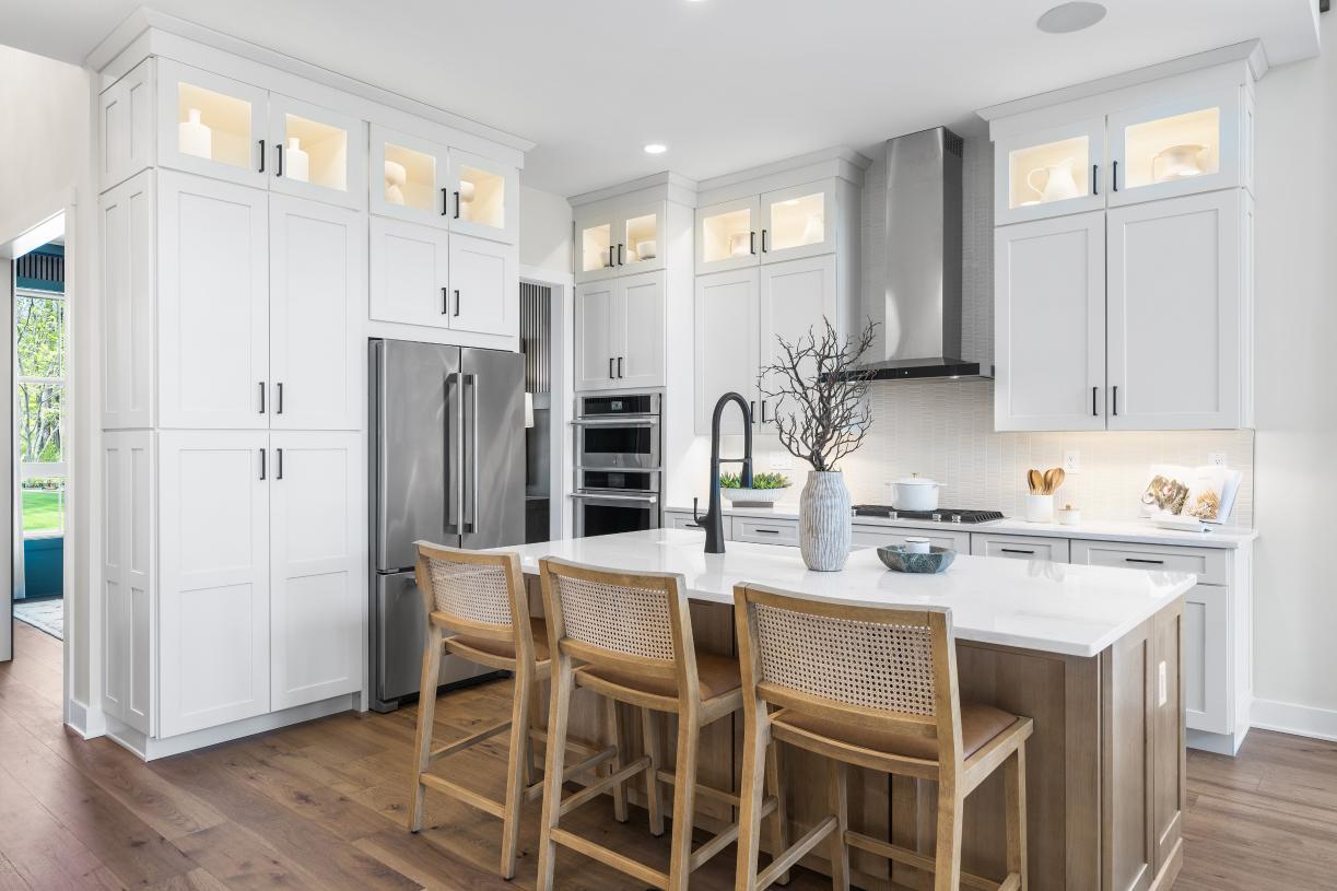 Gourmet kitchen with a large center island and plenty of storage