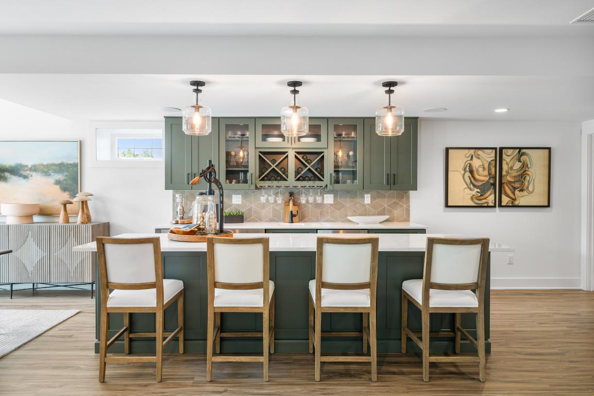 Optional wet bar available in the finished basement