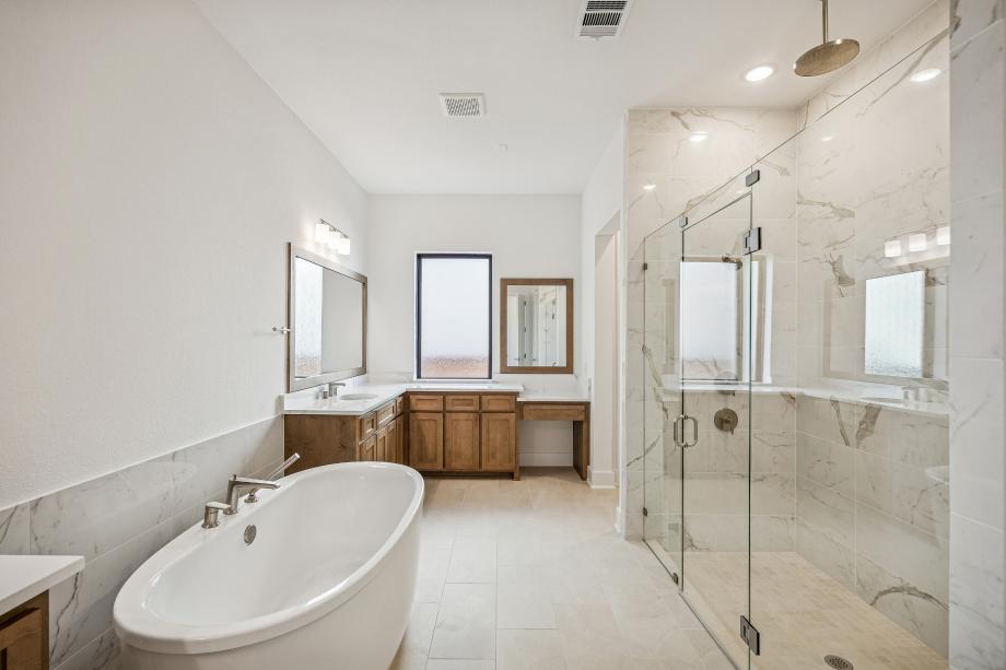 Luxurious primary bath with large soaking tub