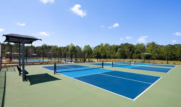 Play a game of pickleball on one of the five pickleball courts
