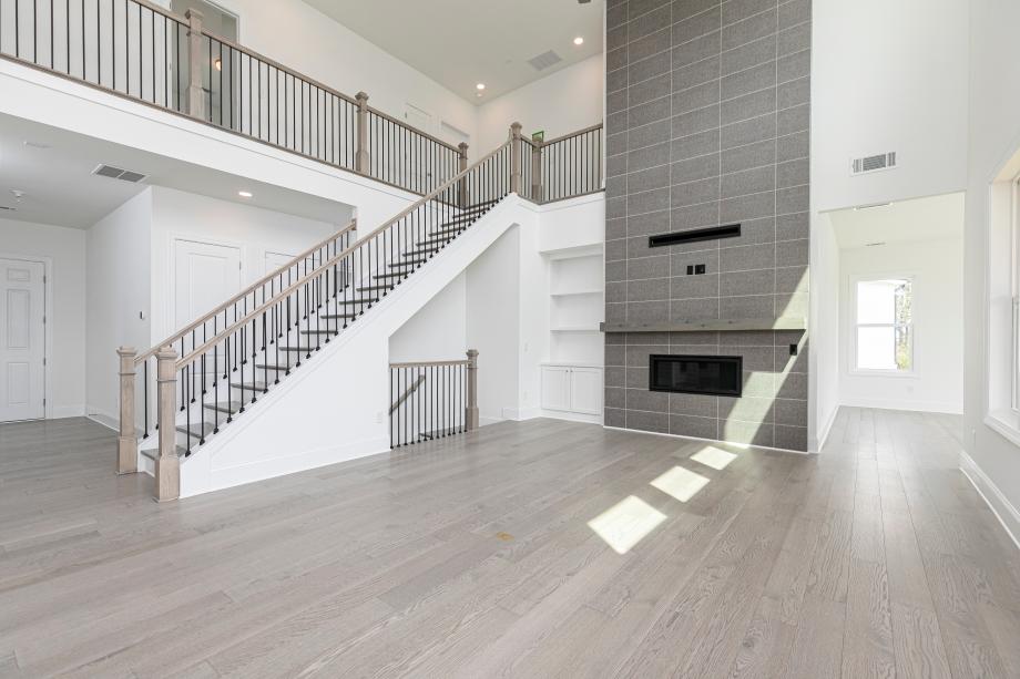 Two-story great room with built-ins