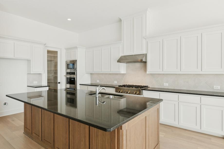 Ample cabinet and countertop space