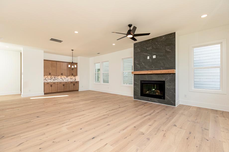 Great room flows seamlessly into casual dining area