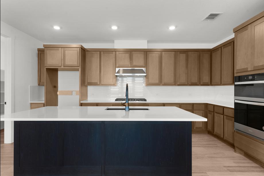 Expansive kitchen island great for entertaining