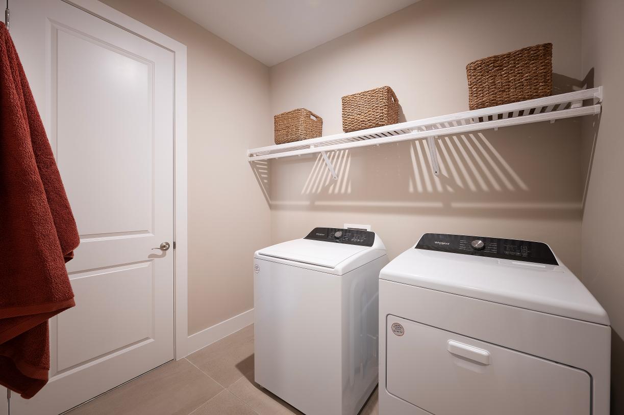 Convenient laundry rooms with optional sink and added storage
