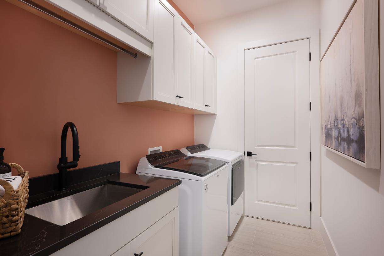 Convenient laundry rooms with optional sink and added storage