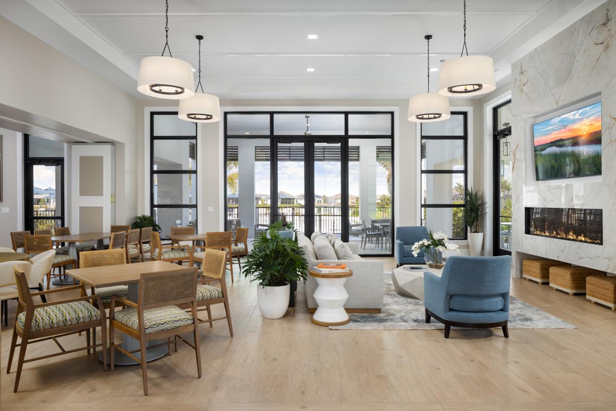 Residents will enjoy the Social Hall located in The Meridian Clubhouse