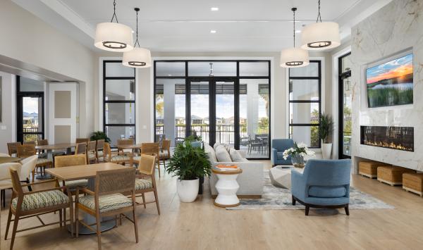 Residents will enjoy the Social Hall located in The Meridian Clubhouse