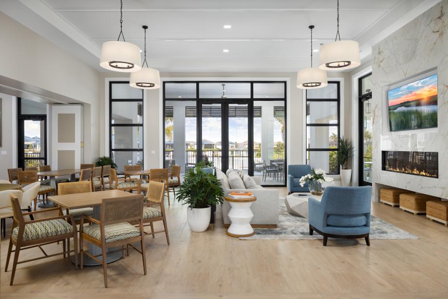 Residents will enjoy the Social Hall located in The Meridian Clubhouse