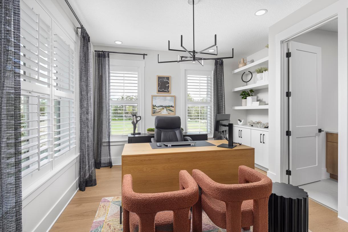 Light-filled home office with a modern touch