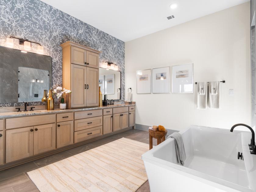 Primary bathroom with standalone tub