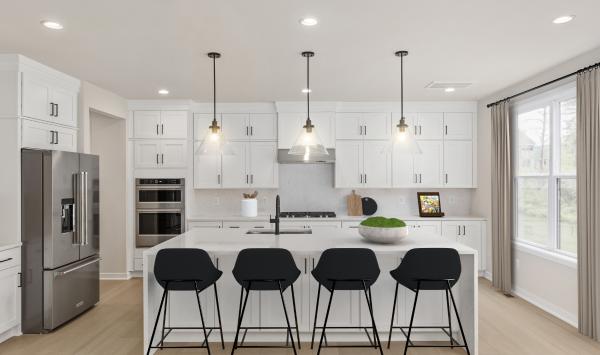 Kitchen features a large center island