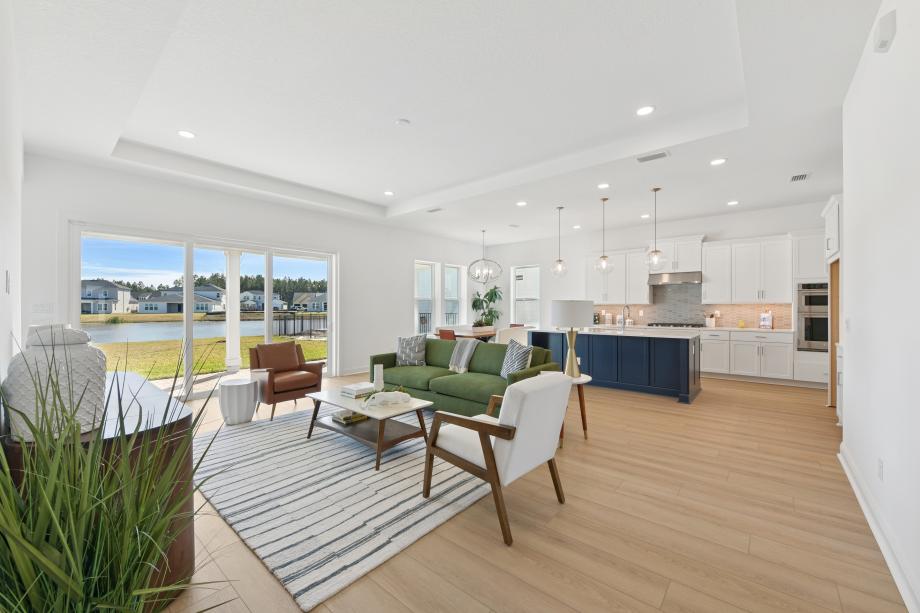 Open-concept floor plan ideal for indoor-outdoor living with a multi-sliding glass door