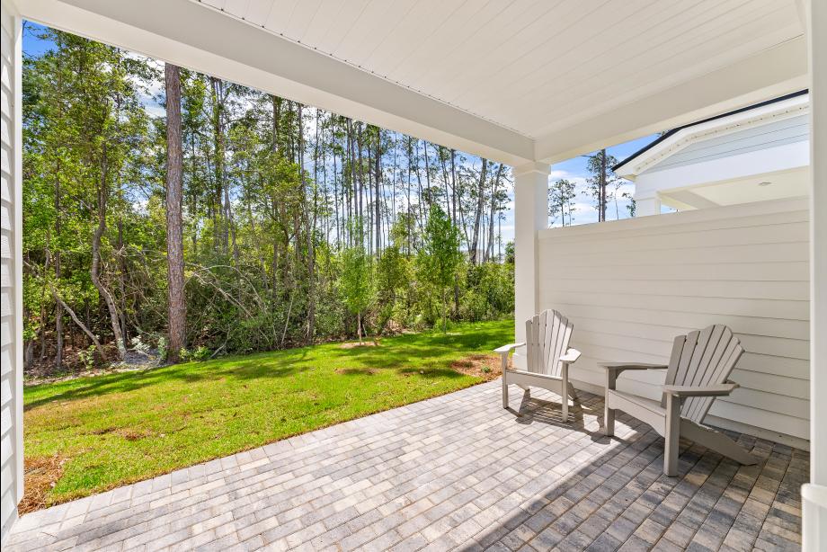 Covered outdoor living area with seamless indoor-outdoor flow