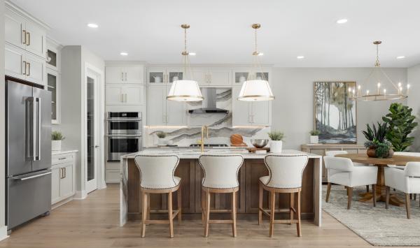 Modern kitchen that flows effortlessly into a bright and airy living area