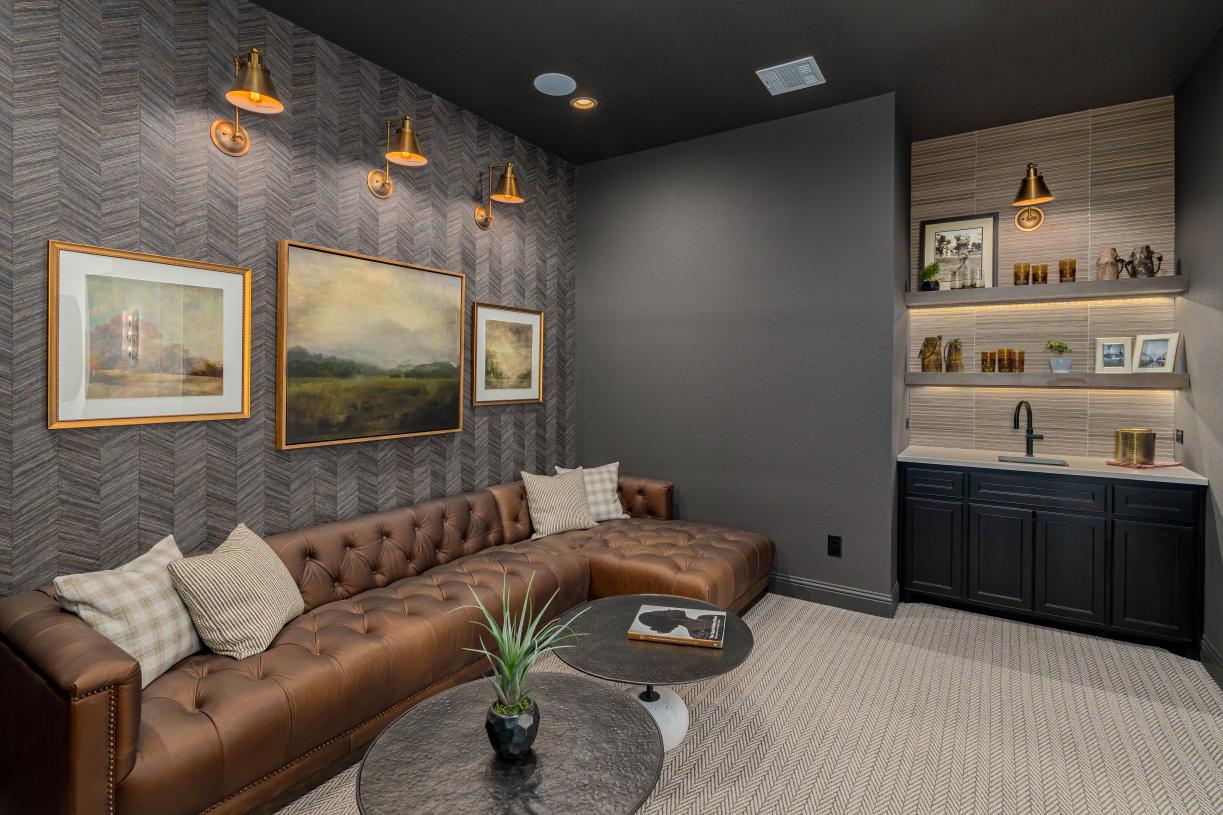 First-floor media rooms are perfect for entertaining