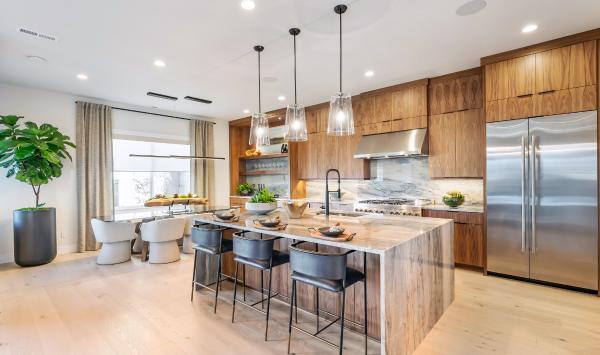 Gourmet kitchen with large central island