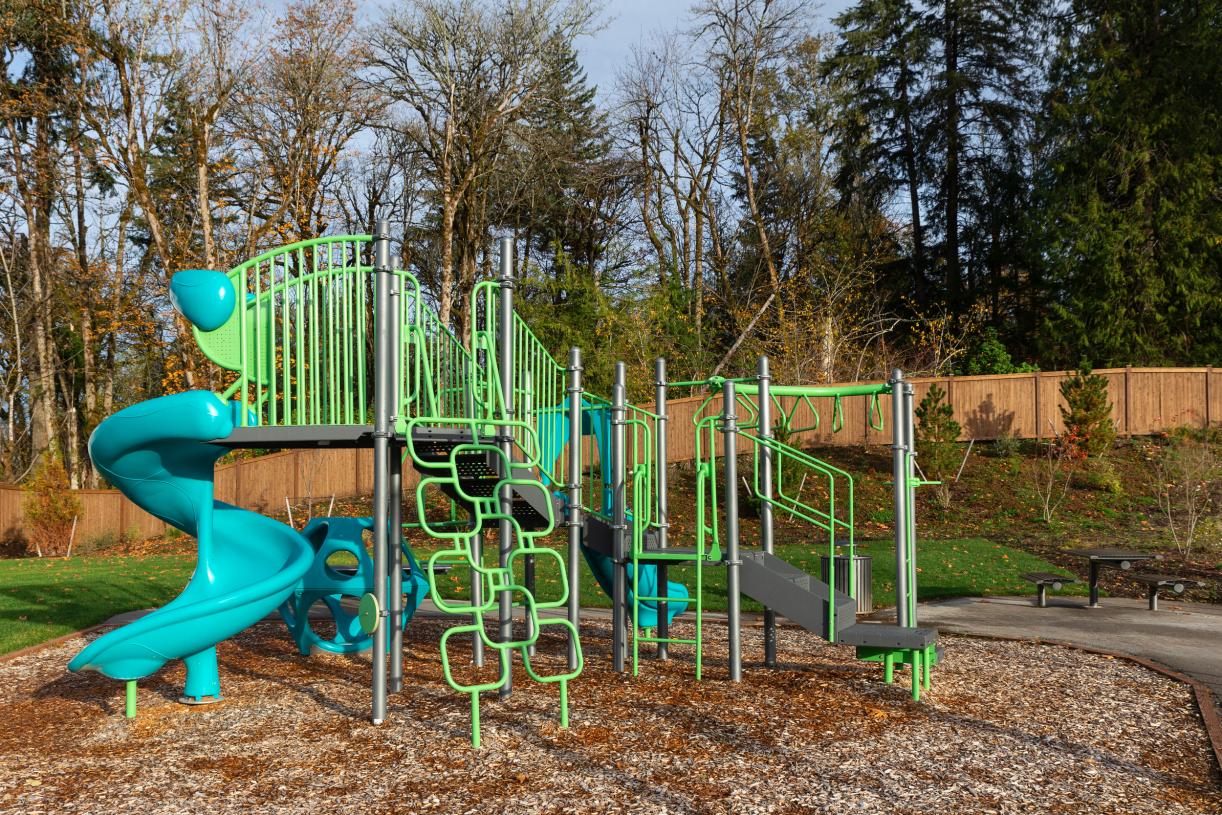Community park with children's play structure