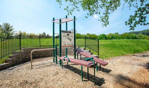 Amenities include walking trail and outdoor fitness station