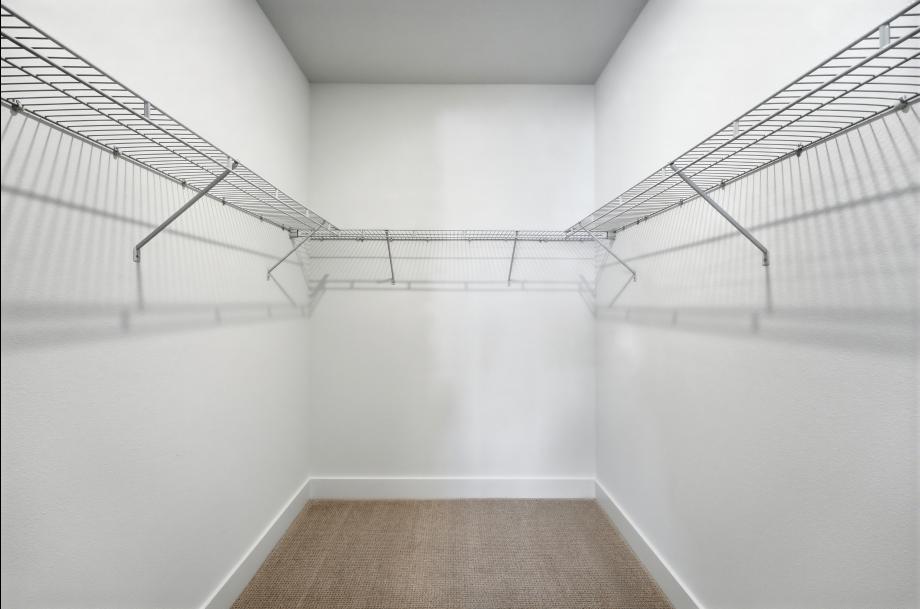 A spacious walk-in closet provides both style and functionality with room for effort organization