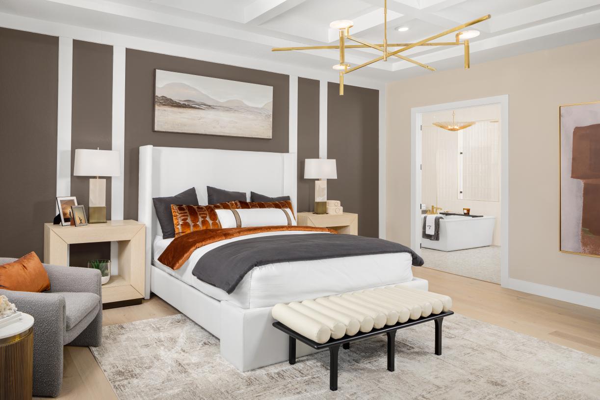 Relaxing primary bedroom suites with tranquil retreats