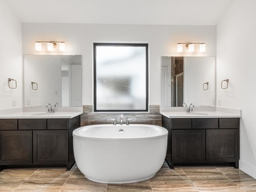 Primary bathroom with his and hers sinks