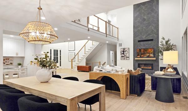 Kitchen overlooks casual dining and great room