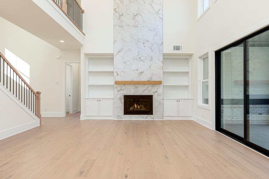 Gorgeous fireplace anchors the great room
