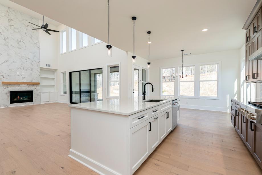 Views from the kitchen to the great room