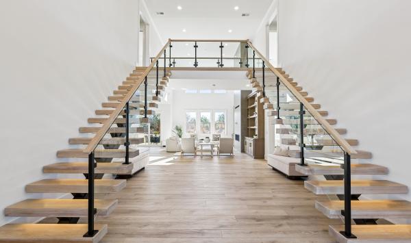 Grand dual staircase entrance