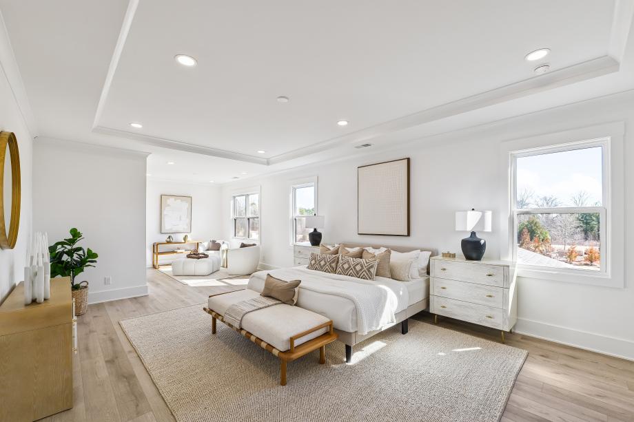 Serene primary bedroom with separate retreat