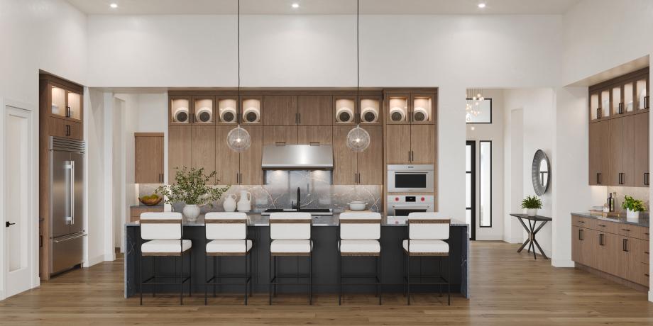 Well-equipped kitchen with beautiful cabinets and ample countertop space