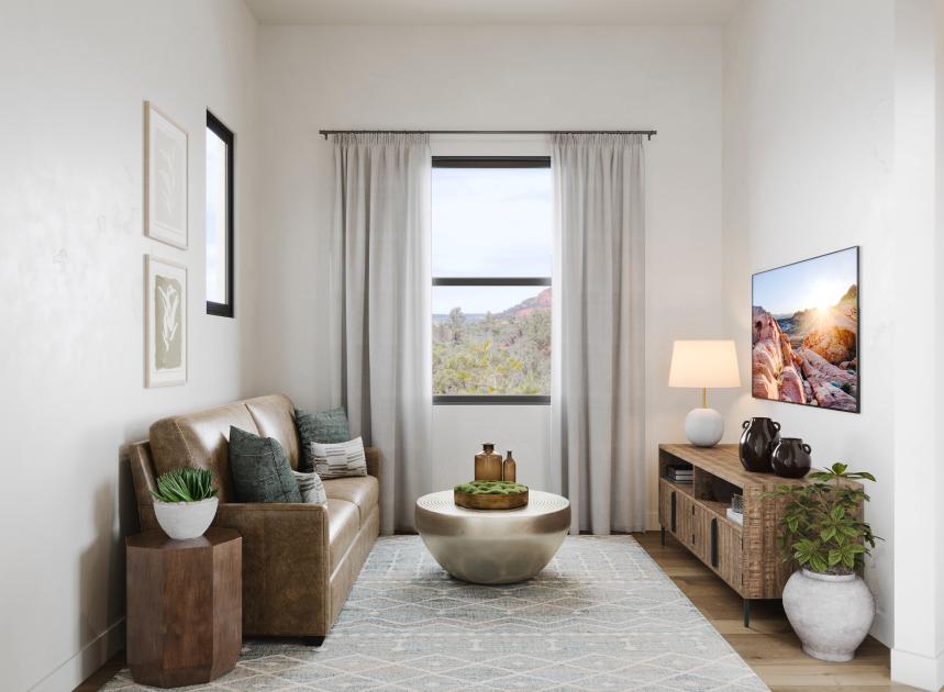 Multi-gen suite with a cozy living space perfect for entertaining guests