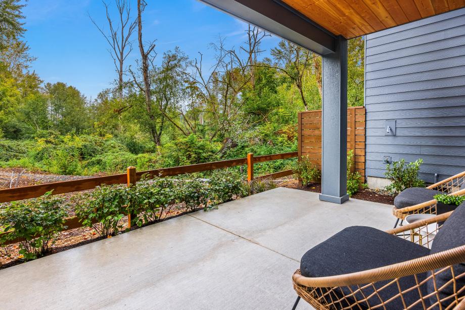 Greenbelt views from the first-floor covered patio