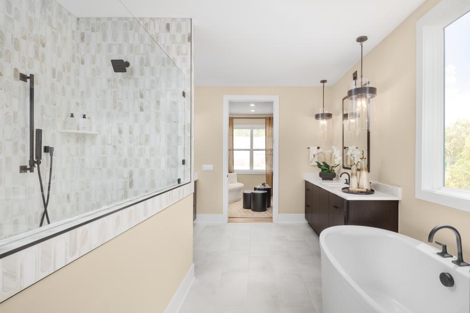 Elevated comfort in this spa-inspired primary bath