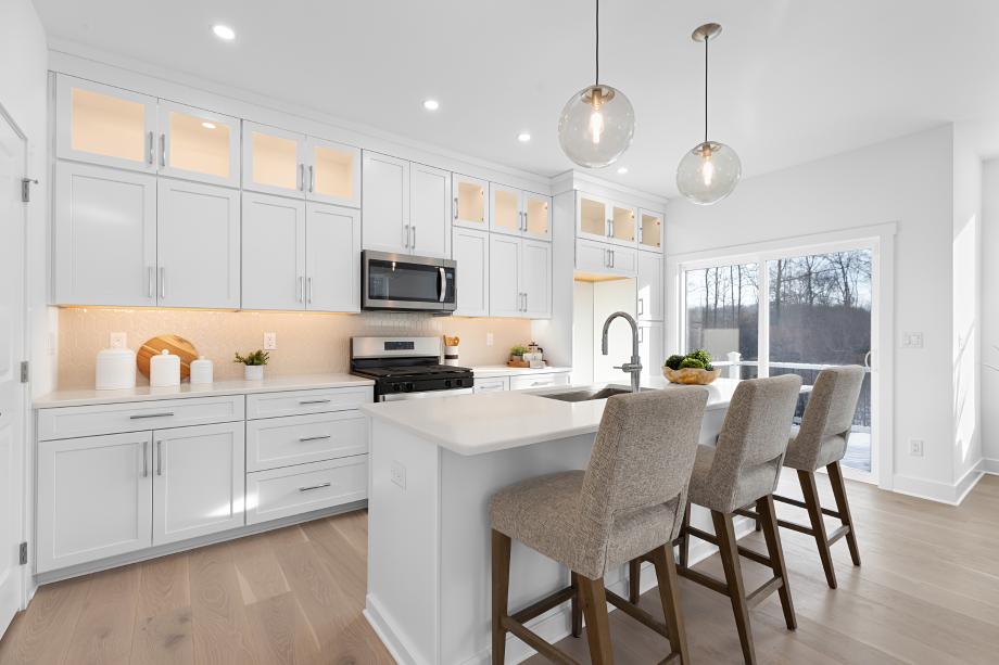 Gorgeous open kitchen with large center island and walk-in pantry