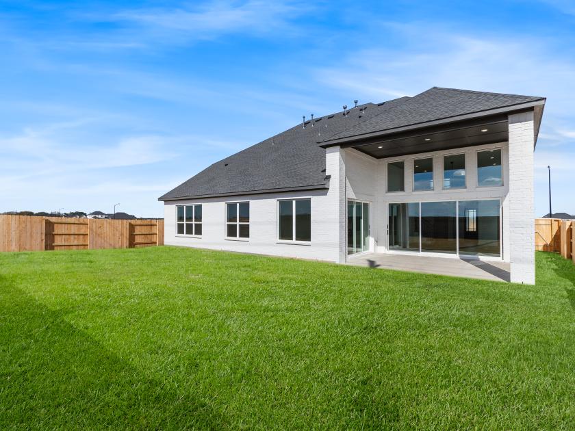 Backyard with extended covered patio