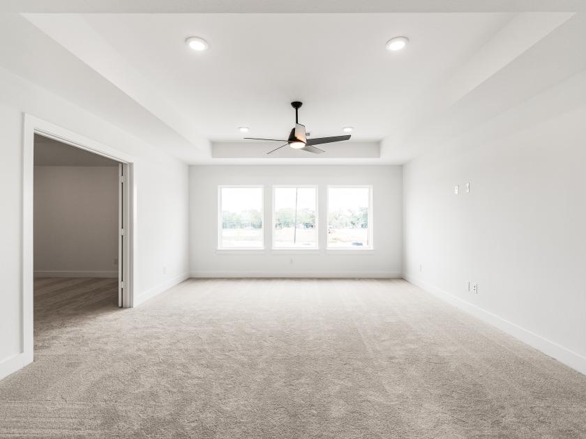 Second-story loft area with private media room