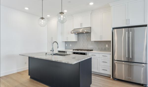 Open-concept kitchen with large island