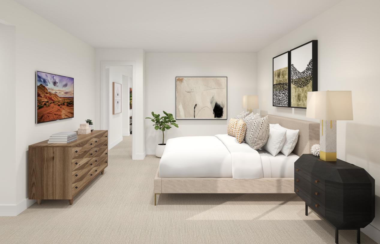 Primary bedroom with luxurious finishes