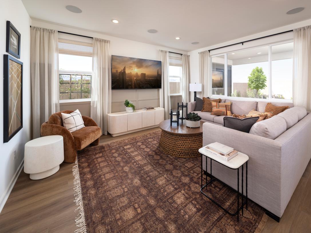 Open great room with ample natural lighting