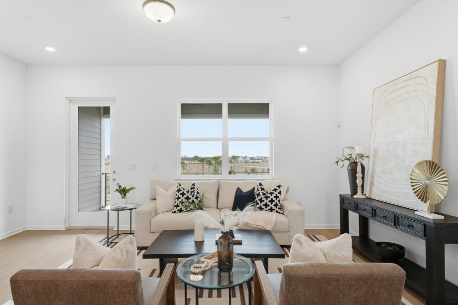 Warm and welcoming, the family room blends comfort and style