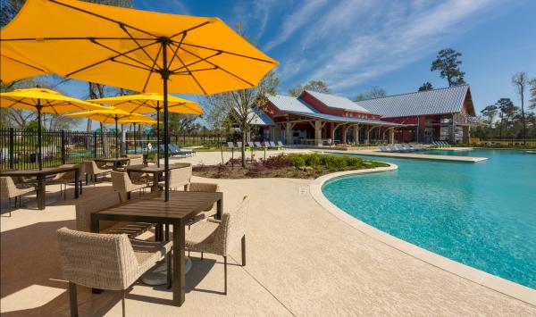 Future resort-style pool with outdoor dining and lounge space